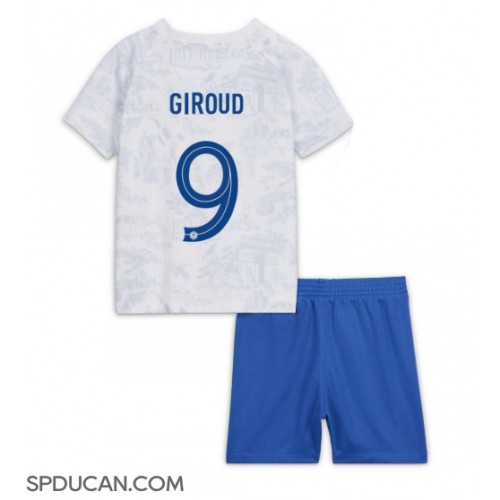 Dječji Nogometni Dres Francuska Olivier Giroud #9 Gostujuci SP 2022 Kratak Rukav (+ Kratke hlače)